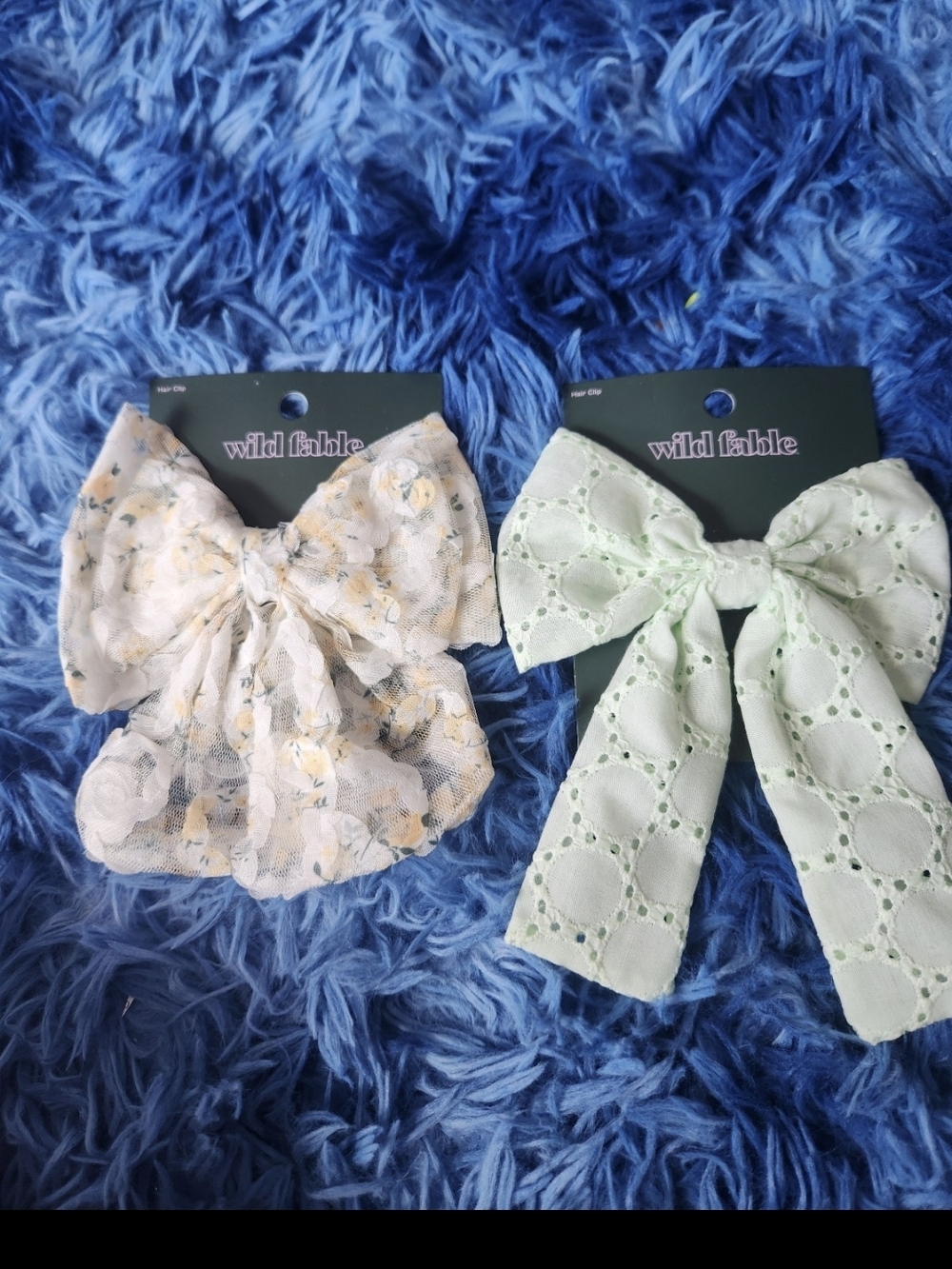 wild fable Kids Floral Cream Bow & Mint Eyelet Bow Hair Clips
